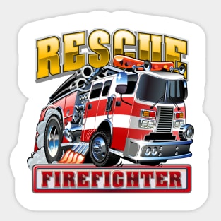 Cartoon Fire Truck Sticker